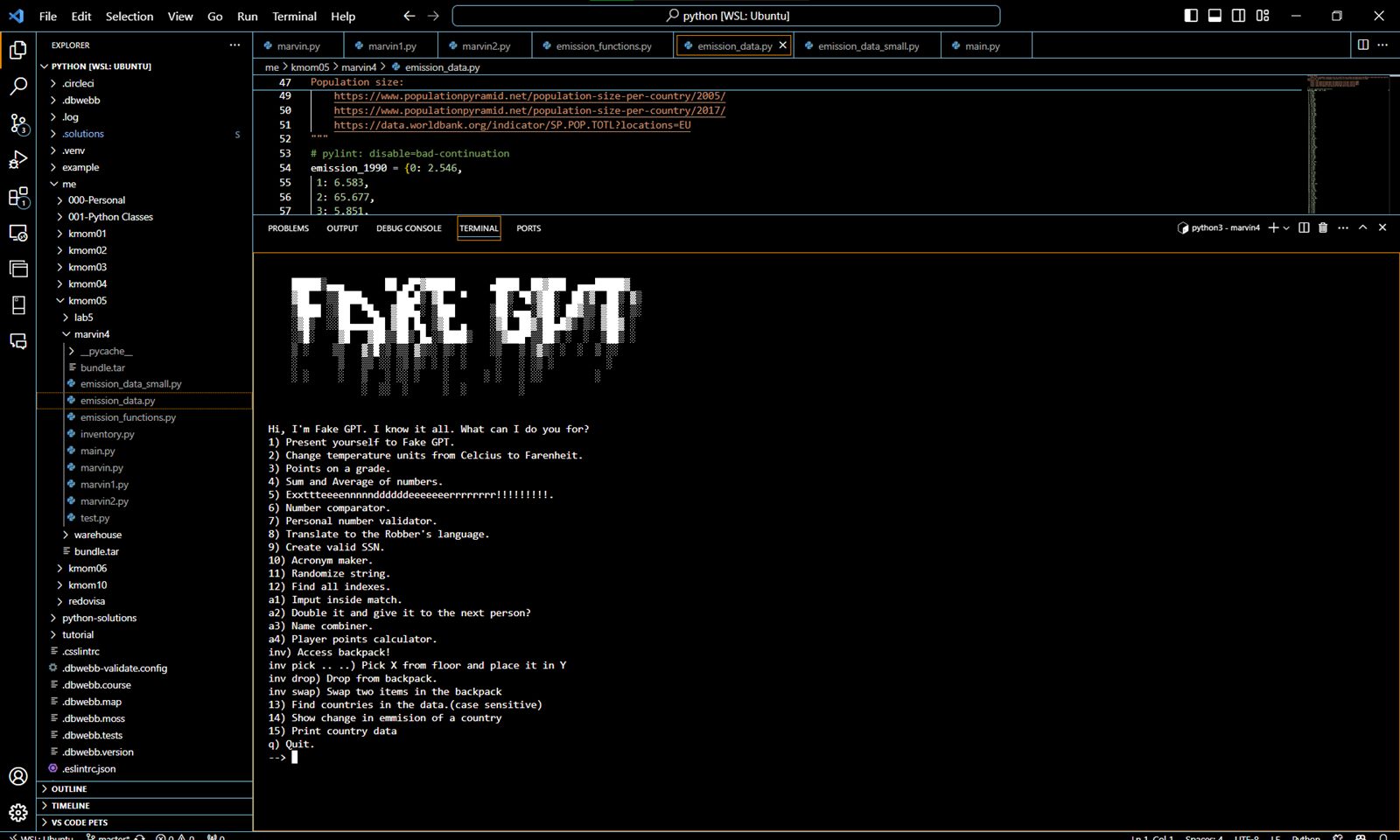 Fake-GPT ASCII banner and a chat session in a terminal
